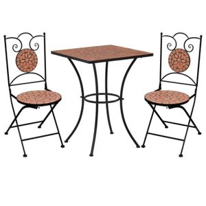 Ensemble table et chaise de jardin FDIT Mobilier de bistro 3 pcs mosaïque Carreau céramique Terre cuite - FDI7596638535050