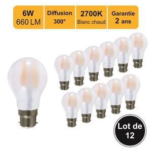 AMPOULE - LED Lot de 12 ampoules LED filament B22 6W (equiv. 60W