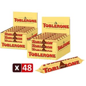 CHOCOLAT LAIT Toblerone - 2 Packs de 24 barres - Barre au Chocolat au Lait Suisse, Miel, Nougat et Amandes - Format Familial