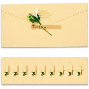 CARTE CORRESPONDANCE 10Pcs Vintage Enveloppes En Papier Kraft Avec Cartes De Voeux Fleurs Séchées Artisanales Et Autocollants,Pour Anniversaire M[u13180]