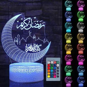 OBJET DÉCORATIF Ramadan Mubarak Lampe Décoration, 3D Lampe Led Ram