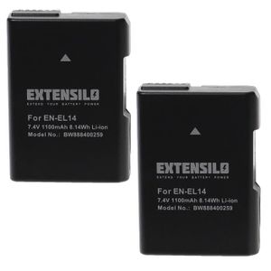 BATTERIE APPAREIL PHOTO EXTENSILO 2x Batteries remplacement pour Nikon EN-