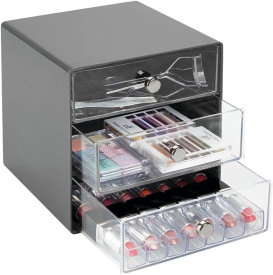 Organiseur De Bureau Acrylique 3 Tiroirs – Blanc, Rangement Cosmétiques, Fournitures, Bijoux