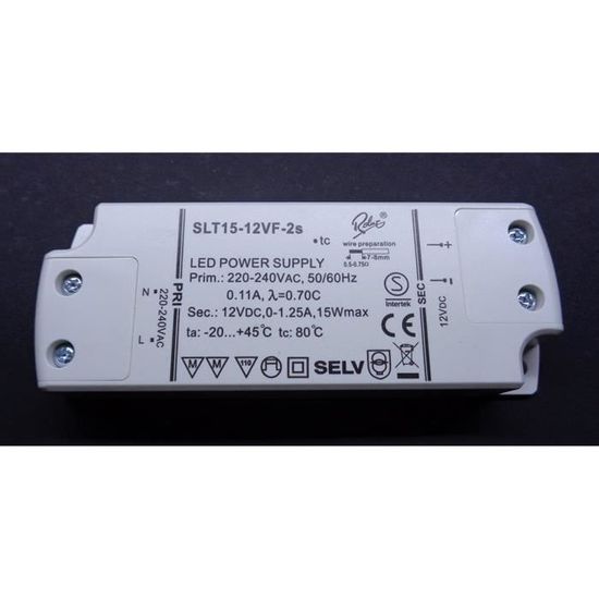 Transformateur LED SELV SLT15-24V-1 - 15W, 24V DC, Pour éclairage De Cuisine Et Autres
