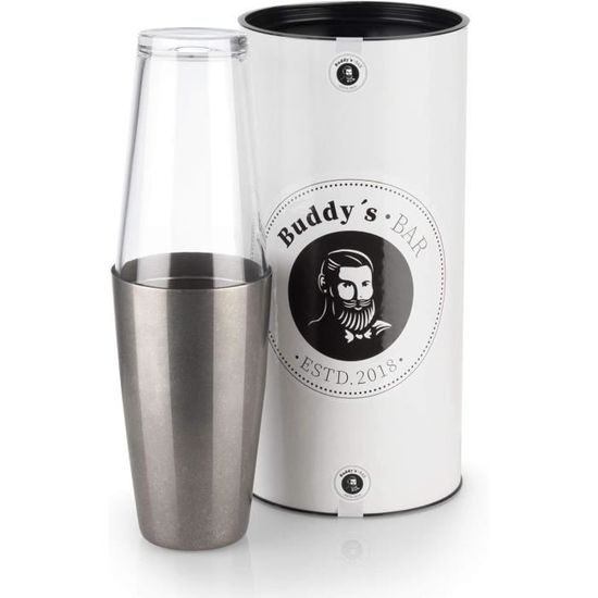 Shaker à Cocktail En Verre 400 Ml Doré - Couvercle Doseur Inox, étanche - Pour Bar Maison, Jus, Mocktails - 6
