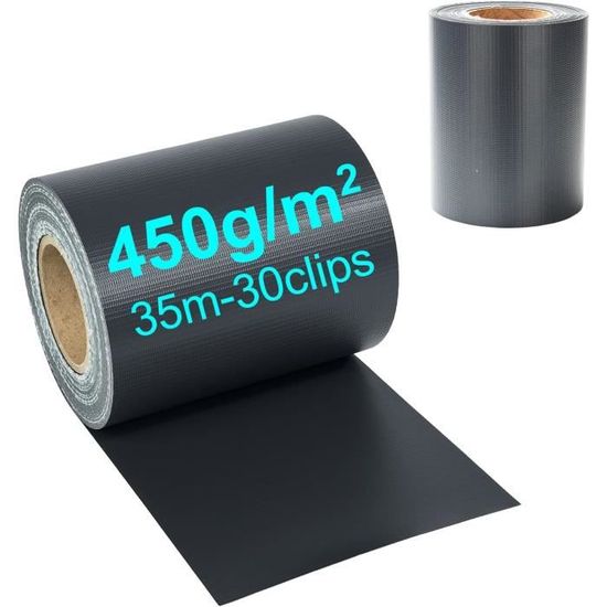 Bande Brise-vue PVC Blanc 35m X 19cm - Avec 25 Clips, Pour Clôture Double Fil, Résistante Aux UV