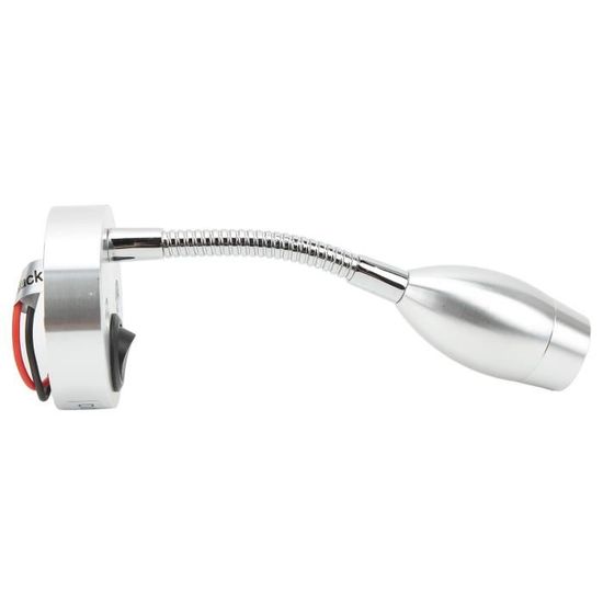 Lampe Lecture LED 12V-24V Pour Camping-car Et Bateau - Dimmable, 3 Couleurs, Port USB - Silver
