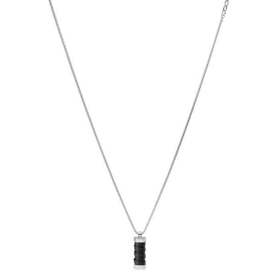Collier homme FOSSIL Collier Fossil Acier et cuir Achat Vente