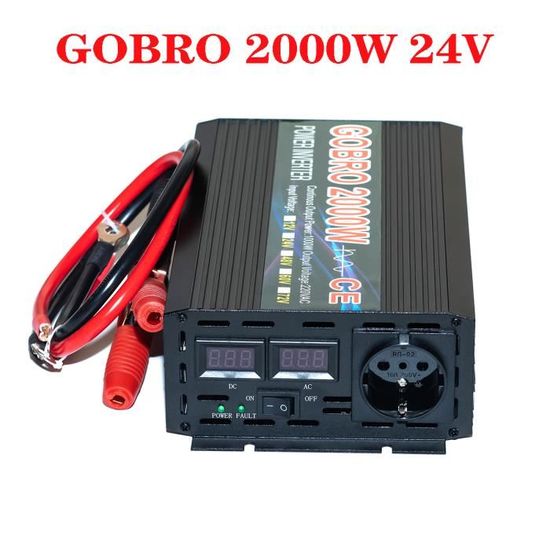 Convertisseur 2000W 24V à 220V onde pur sinus ecran LCD