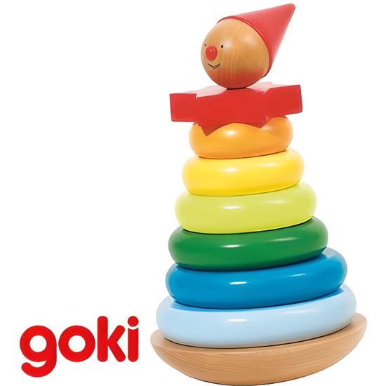 Culbuto Anneaux A Empiler Jouet En Bois Jeu Educatif D Eveil Enfant 2 Ans Cdiscount Jeux Jouets