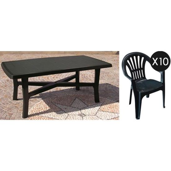 Grand Ensemble 10 Personnes En Plastique Gris Achat Vente