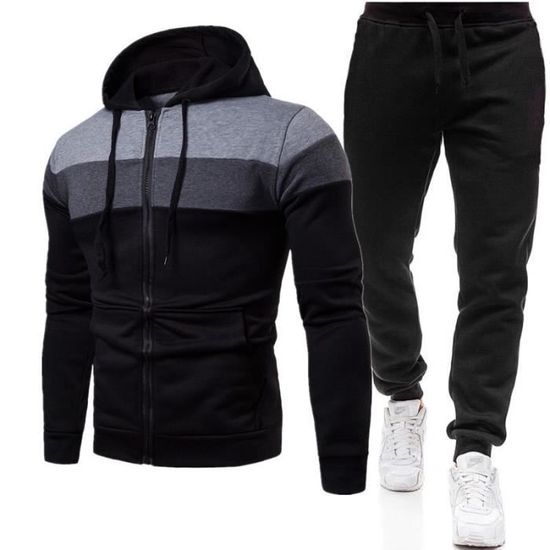 Survêtement Homme 2 Pièces – Sweat à Capuche + Pantalon Jogging Ample – Tenue Sport Décontractée - 4
