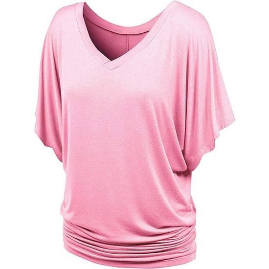 Chemise/T-shirt Octobre Rose Femme Col V - Imprimé Ruban Rose Sensibilisation Cancer Du Sein - Manches Longues, Coton - Grande Taille, Style Chic - 12