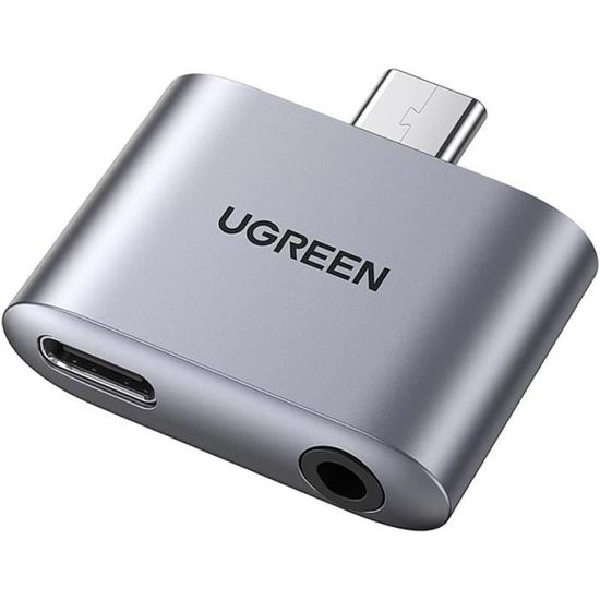 UGREEN 2 en 1 Adaptateur USB C Jack 3,5mm Supporte Audio et Charge