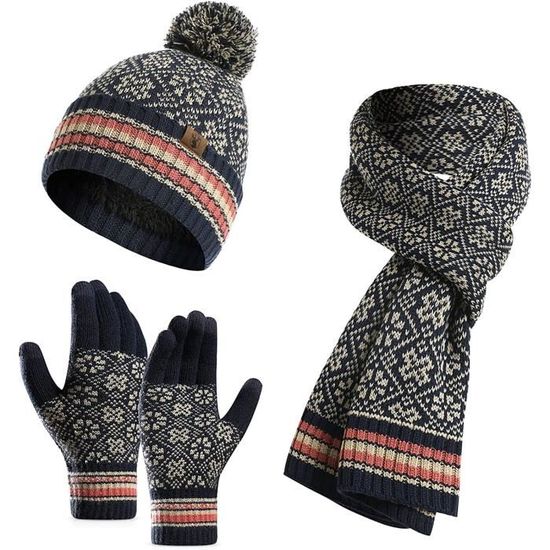 Ensemble Hiver Tuopuda 5 Pièces - Bonnet, Écharpe, Gants, Cache-Oreilles, Chaussettes - Acrylique Doux