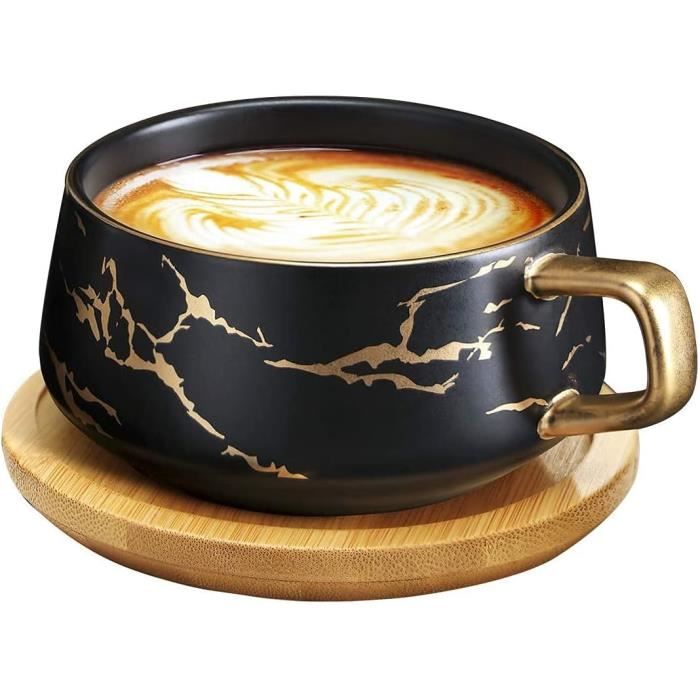 Tasses à cappuccino avec soucoupe - 300 ml - Tasses à expresso en porcelaine pour thé, café, cappuccino, café avec disque.[Z3797]