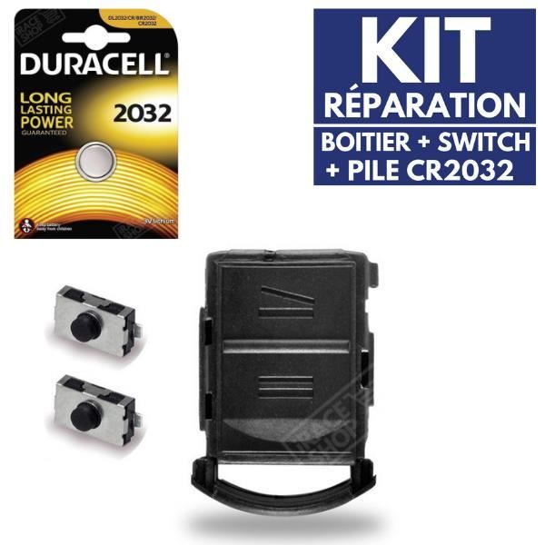 Coque de Télécommande 2 Boutons Boitier pour Clé Plip OPEL Agila + Switch + Pile CR2032 DURACELL