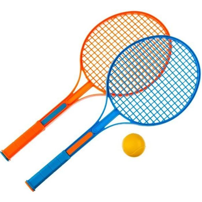 Be Toys - Lot de 2 raquettes de tennis avec une balle en mousse Raquette : H, 52 x l, 21,2 x P, 2,6 cm / Balle : D, 5,8 cm