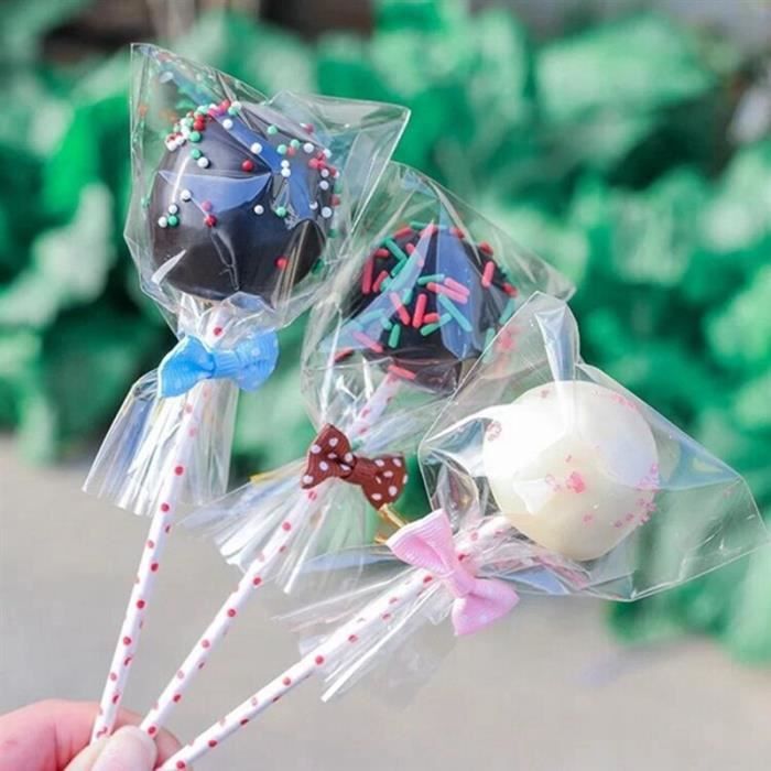 MOR 100 sacs en plastique Transparent chocolat sucette biscuits emballage sac de noël de mariage fête d'anniversaire cadeau sac