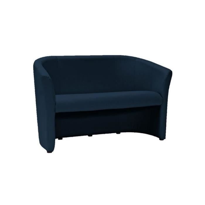 TMAS - Canapé moderne pour salon bureau - 76x126x60 cm - Pieds en bois - Rembourrage en cuir écologique doux - 2 places - Bleu