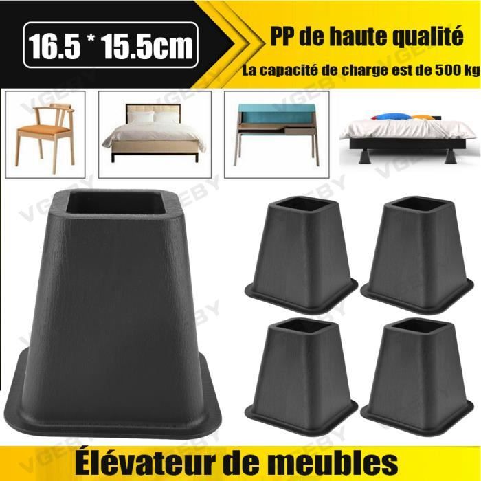 Lot de 4 Pied de meubles Riser de fourniture Réhausseur de meuble Lit / Table / Bureau / Canapé/Chaise - CYA