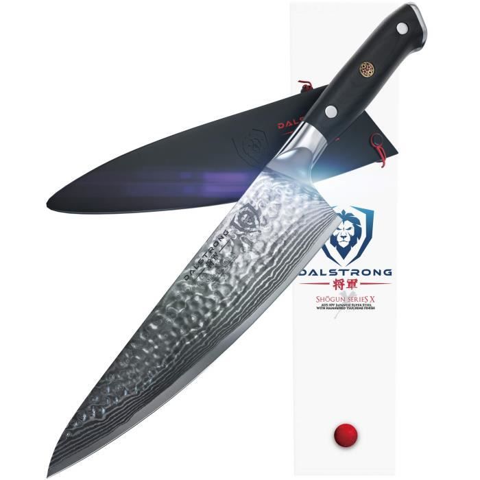 Dalstrong Shogun Series X Gyuto AUS10V Couteau de chef – Finition martelée – 200 mm – Fourreau inclus
