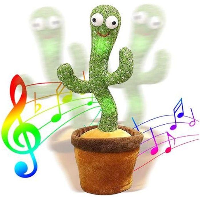 Jouet de cactus de danse chantant, cactus de danse enregistrable, cactus de chant lumineux avec 120 chansons en peluche de cactus