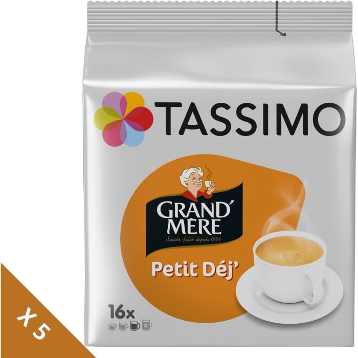 Lot de 5 - Tassimo Grand-mère Petit Dej café - 16 dosettes -133g