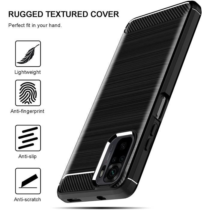 Coque Xiaomi Redmi Note 10 4G / Note 10S (Pas pour 5G), Coque Silicone Anti-Choc Anti-Rayure Gel Case - Noir