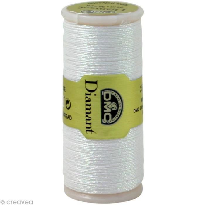Fil à broder Diamant - Blanc métallisé D5200 DMC - 35 m Fil à broder DMC Diamant - Matière: Polyester 100% - Couleur: Blanc