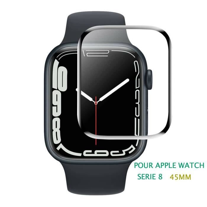 Verre trempé 3D noir protection écran totale intégrale pour APPLE WATCH série 8 45MM