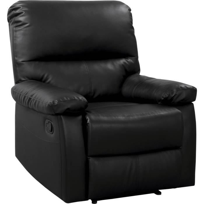 Fauteuil relax -Lincoln- - 90 x 89 x 103 cm - Noir