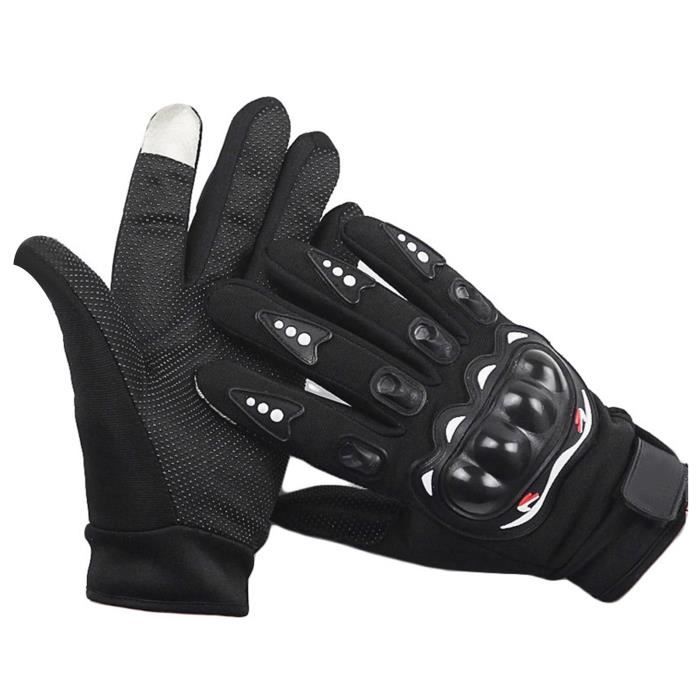 Gants de moto pour hommes Écran tactile Gants de cyclisme à doigt complet Gants chauds pour moto VTT Cyclisme Motocross NOIR