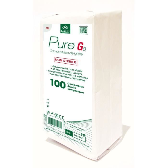 Lot de 50 boites de 100 Compresses de gaze PURE 5x5 cm
