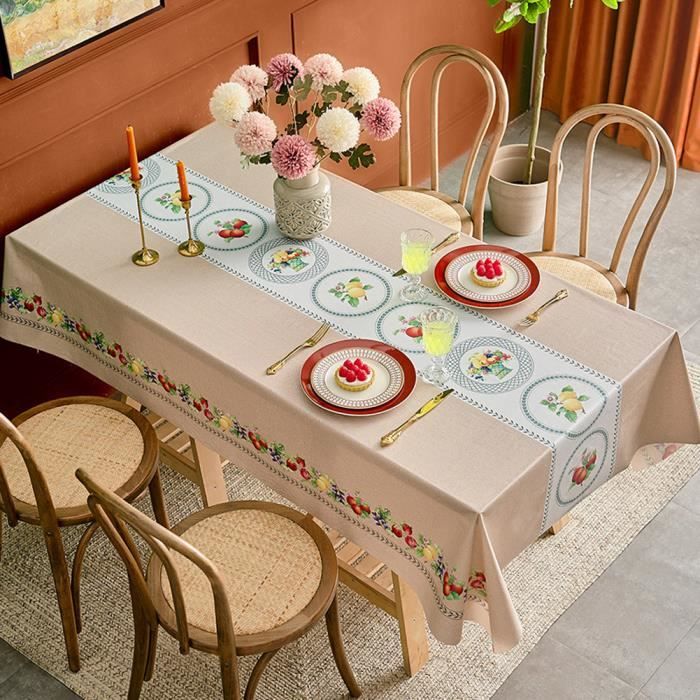 Nappe Rectangulaire Anti Tache,Nappe Imperméable de Table,Lavable Entretien Facile Nappe Carrée,PVC Nappe,Style P-140x200cm