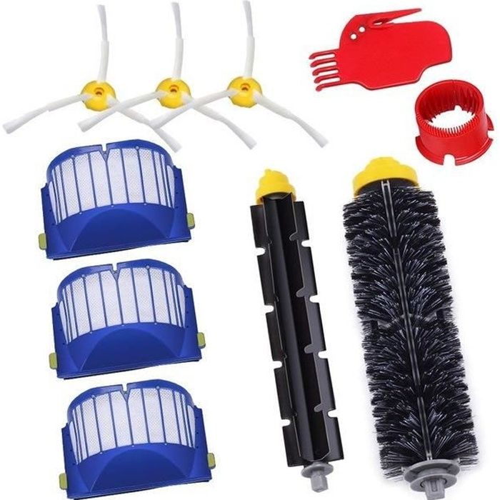 Remplaçant Kit secours d'accessoires pour iRobot Roomba série 585 600 605 615 616 620 630 631 632 639 650 651 Filtres et Brosses