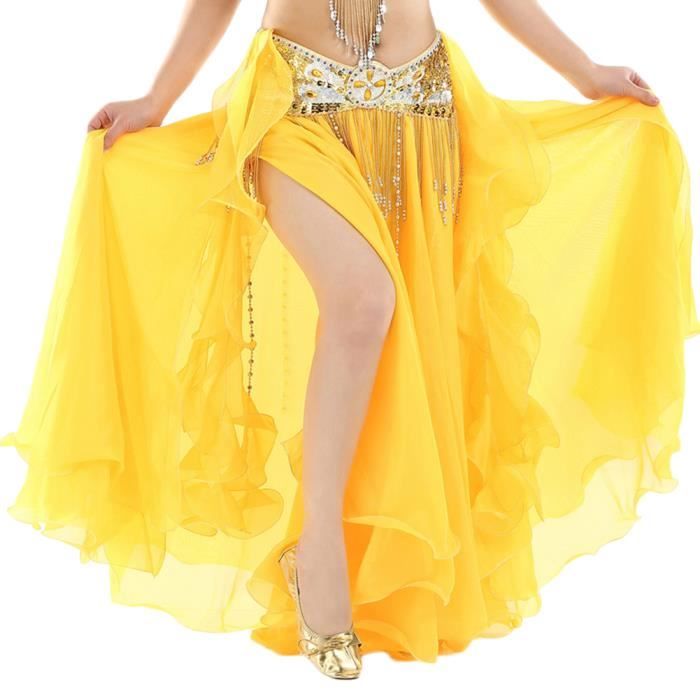 Jupe Longue de danse Femme Sans Ceinture Jaune