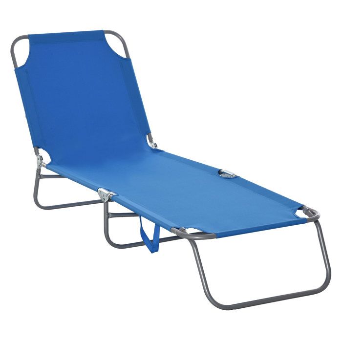 Bain de soleil transat pliable dossier réglable multipositions métal et polyester bleu 180x55x97cm Bleu