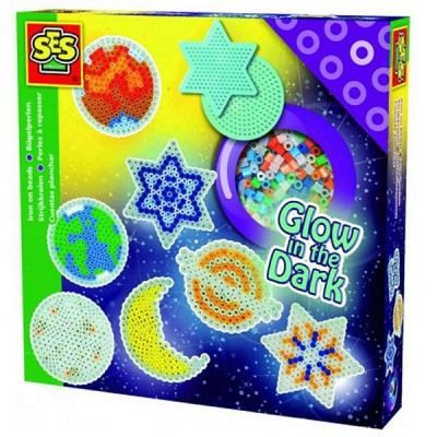 SES CREATIVE Perles à repasser étoiles Glow in the dark