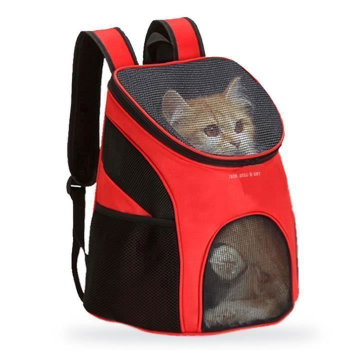 TD® Panier Sac Transport pour Chien-Chat avion Sac a dos ventral pour chien - Chat Porte chien ventral, Confortable Rouge 30*25*35cm