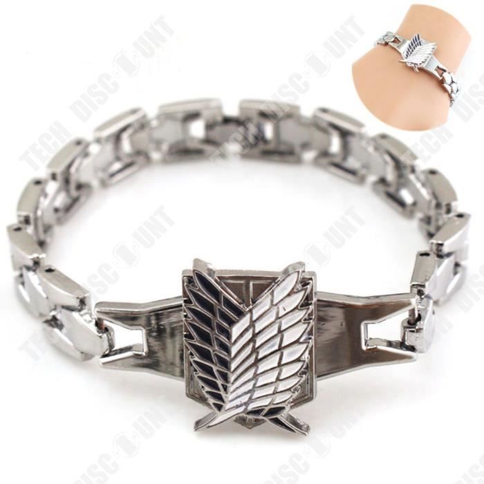TD® Bracelet en Alliage pour Homme avec Symbole Naruto croisé Ailes d'ange - Bijoux en argent Idée Cadeau pour Homme