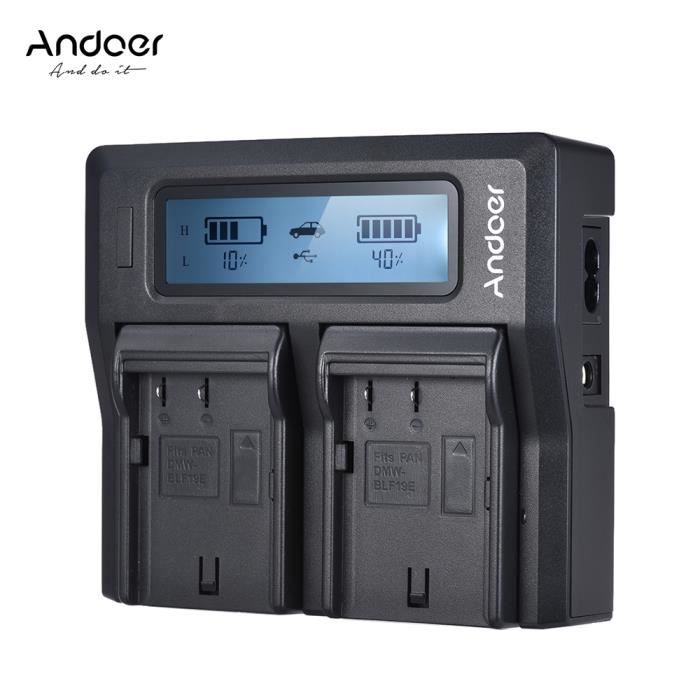Andoer DMW-BLF19E Double Canal LCD Caméra Chargeur de Batterie Pour Panasonic Lumix DC-GH5 DMC-GH3 DMC-GH3K DMC-GH4 DMC-GH4K