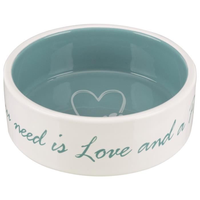 TRIXIE Écuelle céramique Pet's Home - 0,3 L - Ø 12 cm - Crème et bleu clair - Pour chien