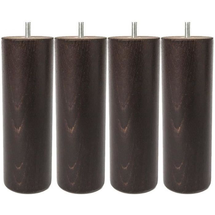 Jeu de 4 pieds de lit en bois hêtre vernis wengé - H 15 cm