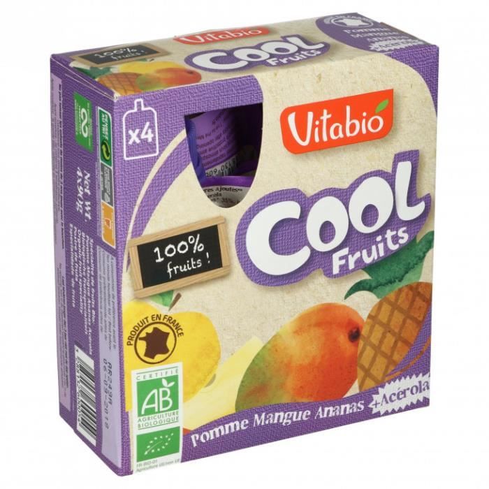Vitabio - Cool Fruits Pomme Mangue Ananas - Bio - Etui carton - 12x90g