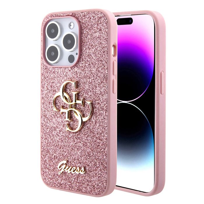 Coque pour iPhone 15 Pro Max Guess Glitter Script Big 4G GUHCP15XHGG4SGP