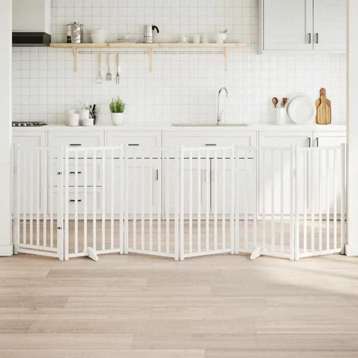 Comparer les prix de vidaXL Barrière pour chiens avec porte 6 panneaux bois de sapin massif, barrière de sécurité pour animaux de compagnie, 352279