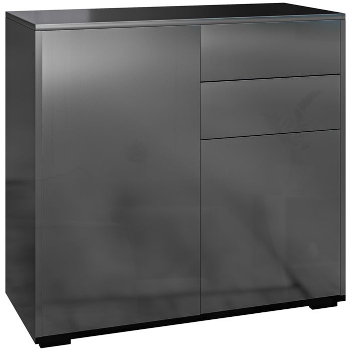 Meuble de rangement HOMCOM buffet commode avec 2 tiroirs et 2 placards à portes étagères réglables - 79x36x74cm - noir