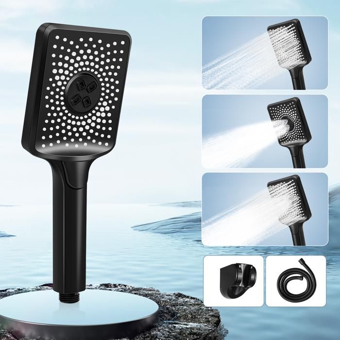 Pommeau De Douche Rond Noir Mat à 1 Jet D'akuaplus® SROD91BL | RONA