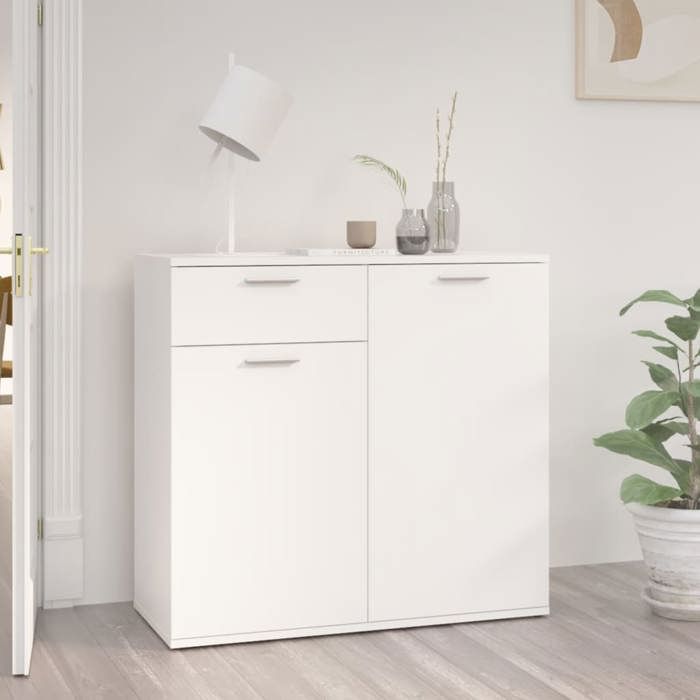 SALE 2025Meuble bas bahut vaisselier - Buffet blanc 80x36x75 cm - bois dingénierie 29 4 Kg 2584